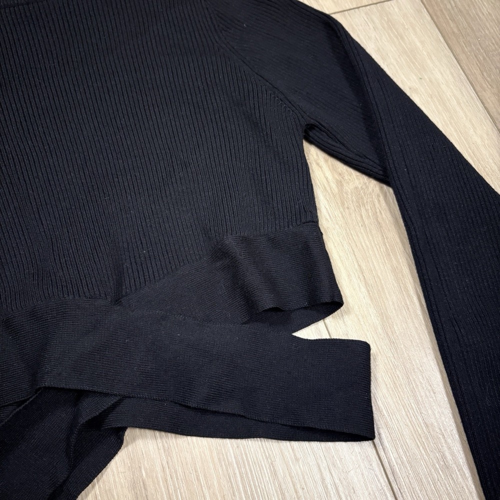 Zara Womens Sweater Cropped Ribbed Crewneck Long Sleeve Black Size Small - Picture 2 of 6